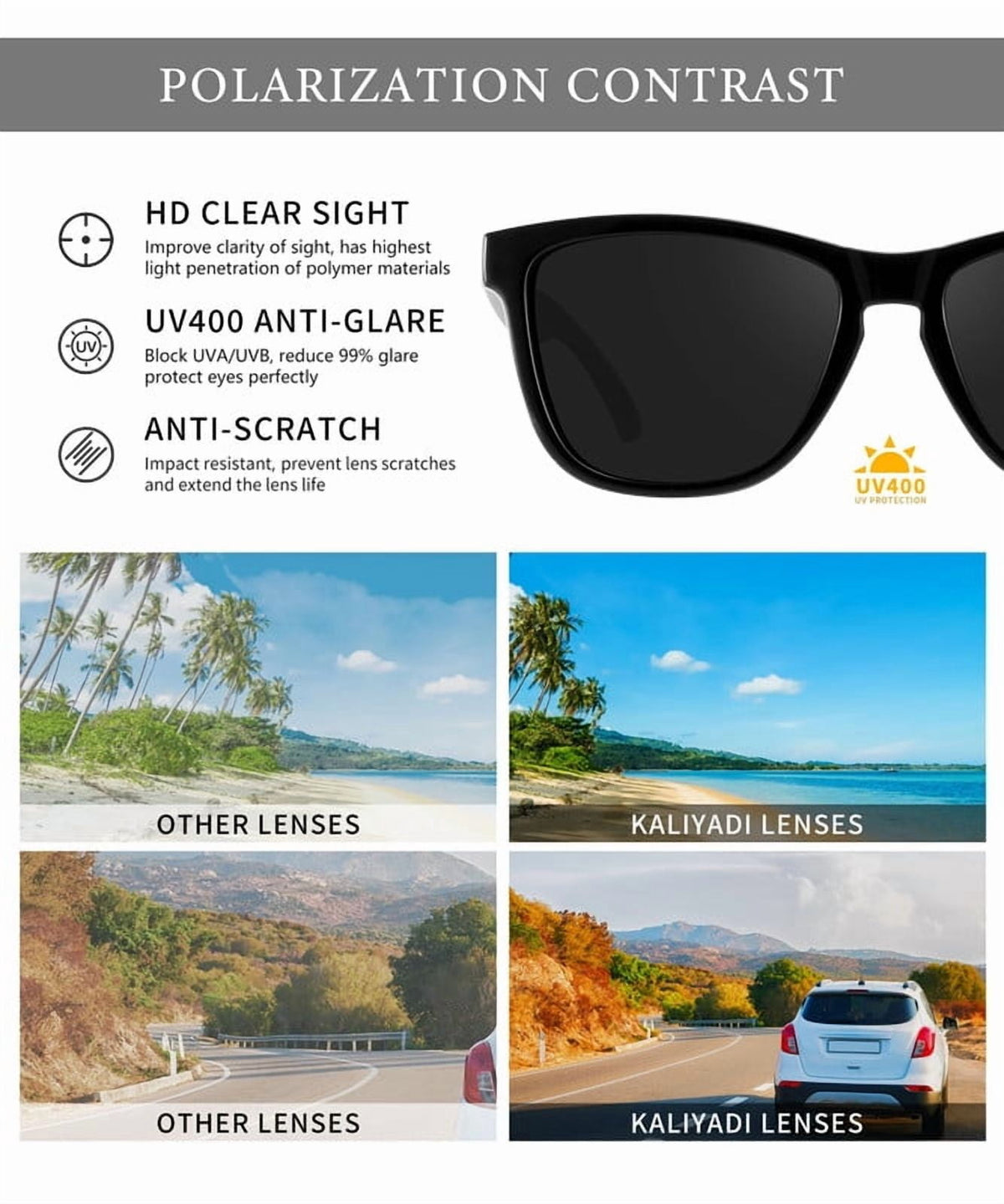 KALIYADI Polarized Sunglasses for Women Men Retro Square Sun Glasses UV Protection WMS06-1-4-7