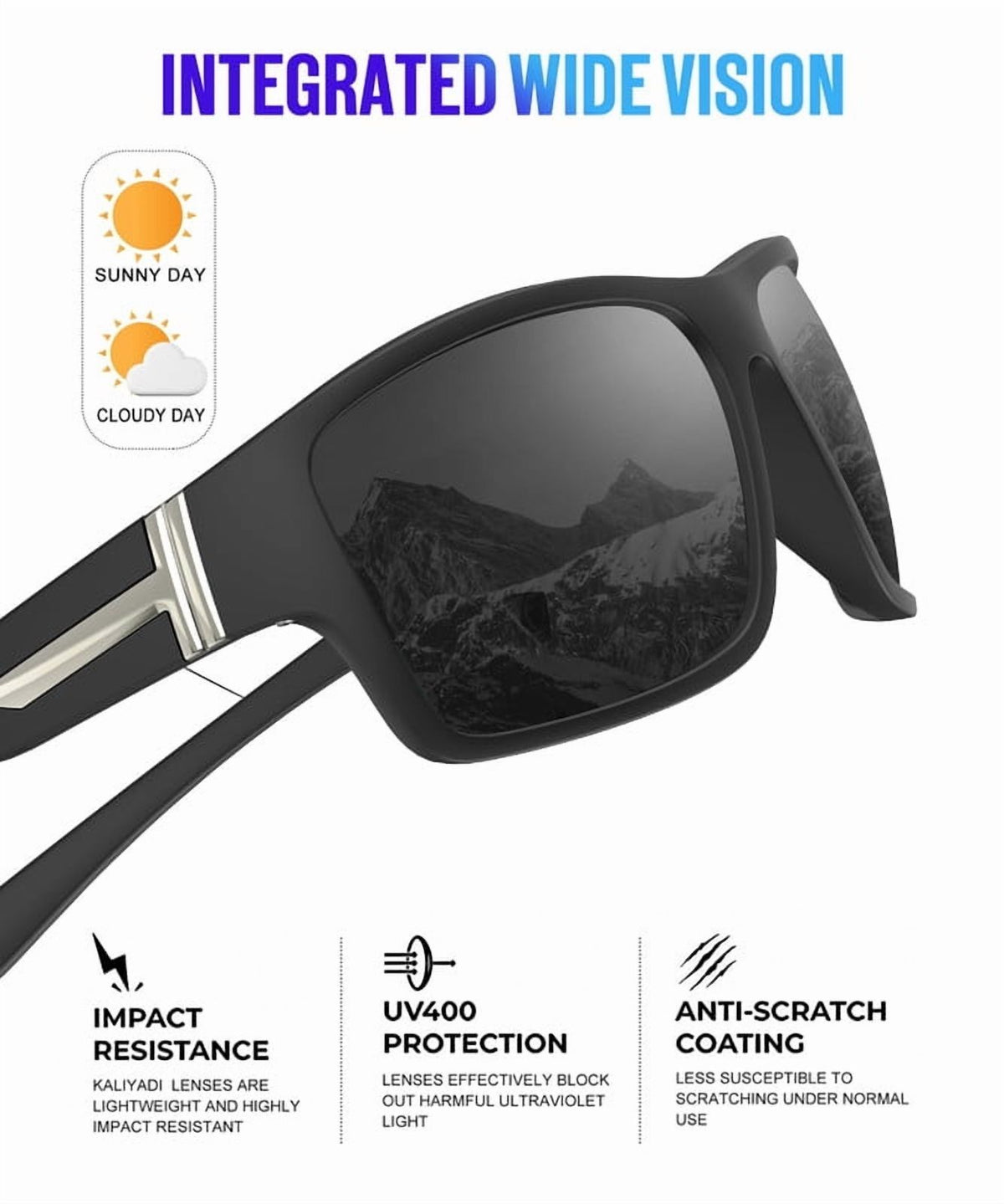 KALIYADI Polarized-Sunglasses Men Sports Sun-Glasses: Men Polarized Sunglasses Women UV400 Protection for Fishing Golf WMKA122-1-3-5