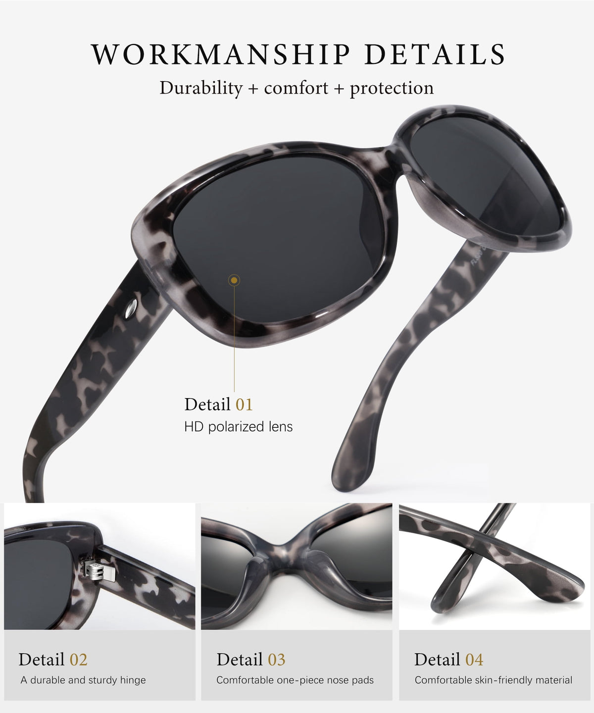 KALIYADI Women Sunglasses Polarized Sunglasses Trendy Retro Sun Glasses with UV Protection for Travel Driving WMKAS20-3