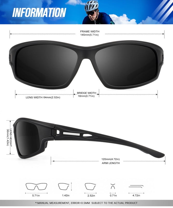 KALIYADI Polarized Sports Sunglasses for Men,Mens Sun Glasses for Driving Fishing Cycling UV400 Protection 3 Pack WMKAS94-1-2-3