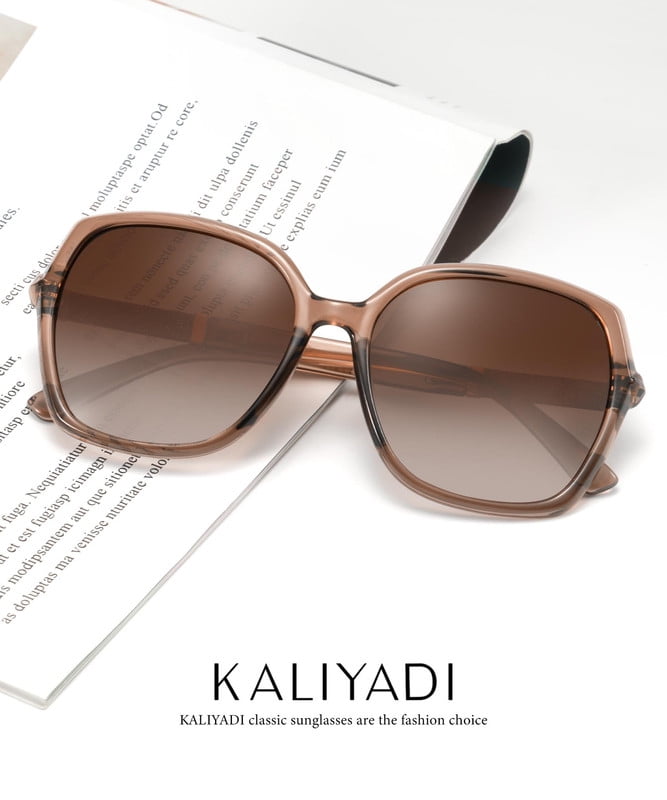 KALIYADI Polarized Sunglasses-Women Trendy Womens-Sunglasses: Square Oversized Sun glasses Sparkling Frame UV400 Gift Box WMKAS37-2