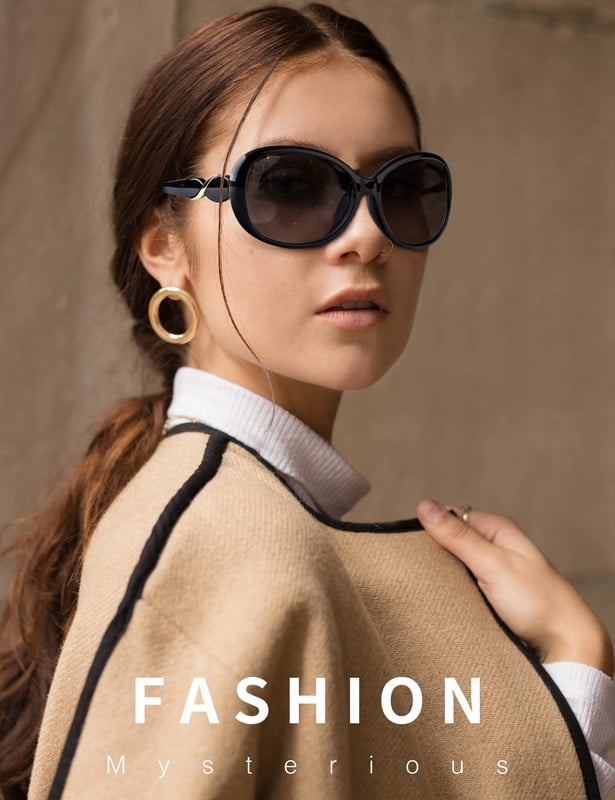 KALIYADI Oversized Sunglasses for Women, Polarized Trendy Vintage Ladies Sun Glasses with UV Protection WMKAS3702-3