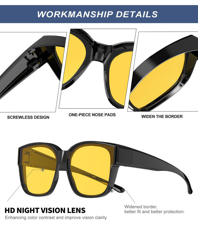 KALIYADI Night Driving Glasses for Men Women,Night Vision Glasses Fit Over Glasses Sunglasses Anti Glare WMKAS108-17
