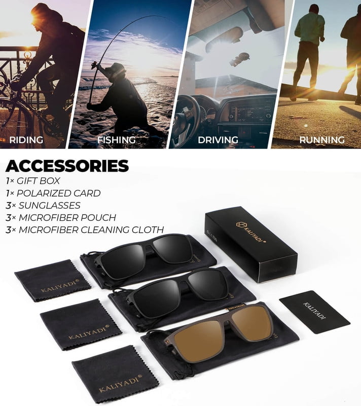 KALIYADI Polarized Sunglasses Men,Lightweight Mens Sunglasses Polarized UV Protection Driving Fishing Golf WMKAS45-1-1-10