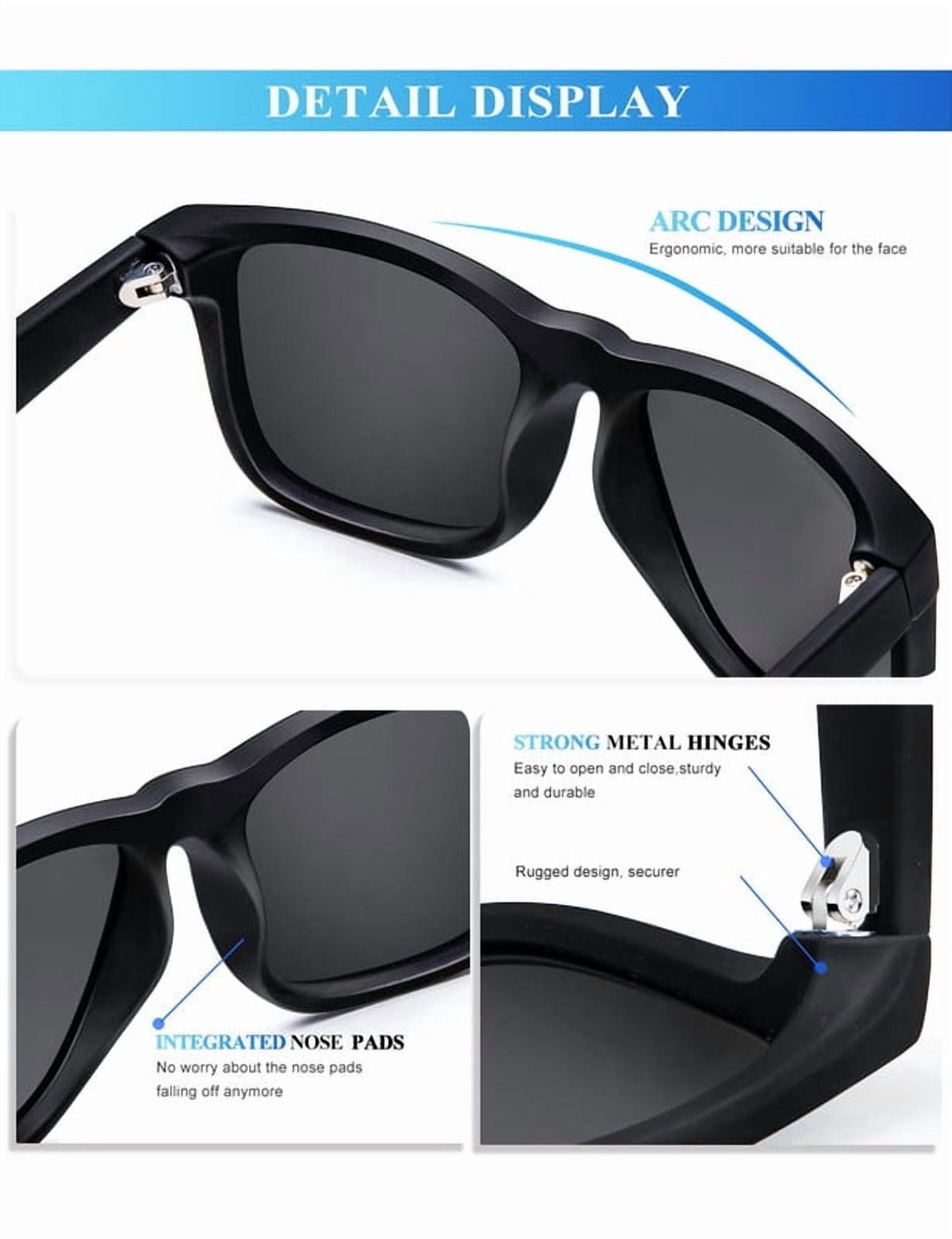 KALIYADI Polarized Sunglasses for Men and Women Vintage Style Sun Glasses for Fishing Running Driving with UV Protection WMKAS65-2-3-4