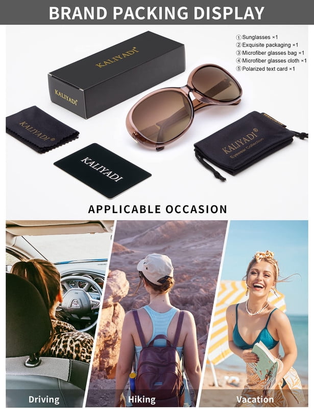 KALIYADI Polarized Oversized Sunglasses for Women Trendy Elegant Vintage Sunglasses with UV Protection and Studded Temples WMKAS3704-2