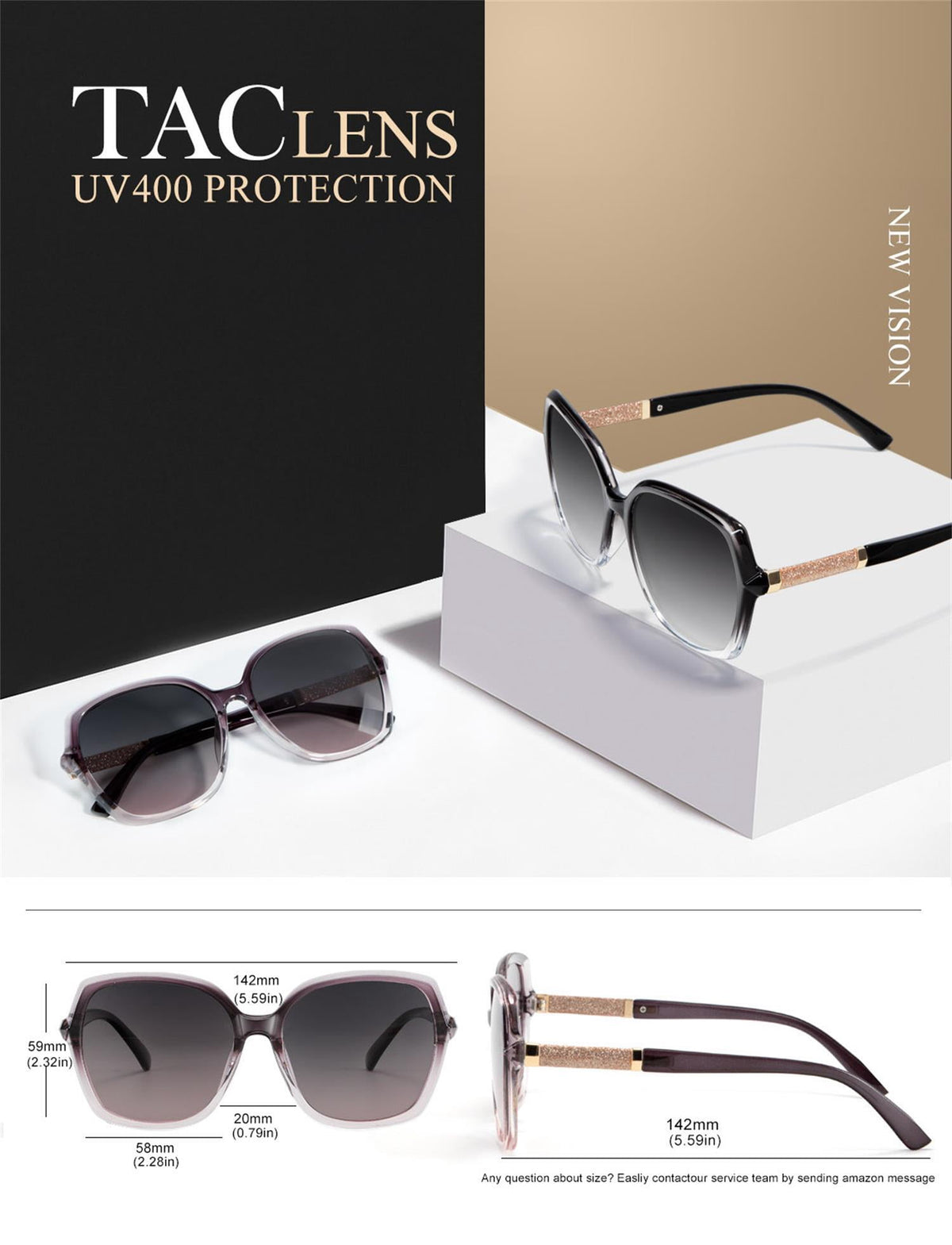 KALIYADI Women's Oversized Sunglasses Retro Polarized Sun Glasses with UV Protection for Women WMKAS37-3