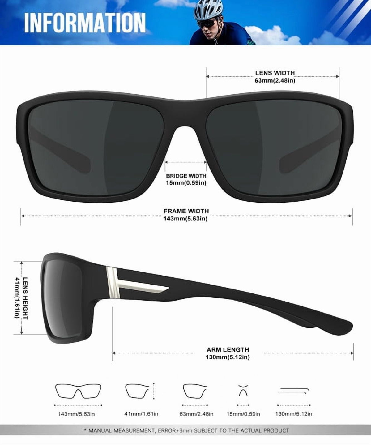 KALIYADI Polarized-Sunglasses Men Sports Sun-Glasses: Men Polarized Sunglasses Women UV400 Protection for Fishing Golf WMKA122-1-2-5