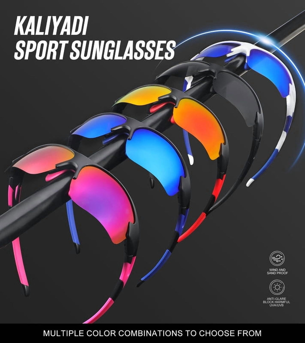 KALIYADI Sports Sunglasses for Men,Polarized Sun Glasses Baseball Softball with UV400 Protection WMKAS61-1-3-5