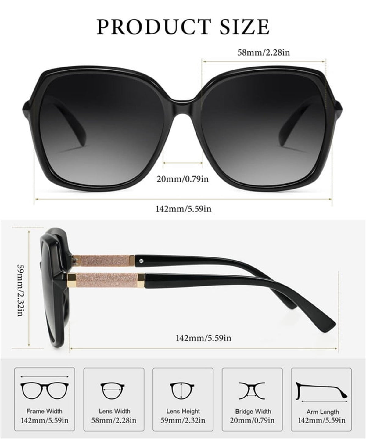 KALIYADI Sunglasses Retro Polarized Sun Glasses for Women with UV Protection (2 Pack) WMKAS3704-1-S37-1