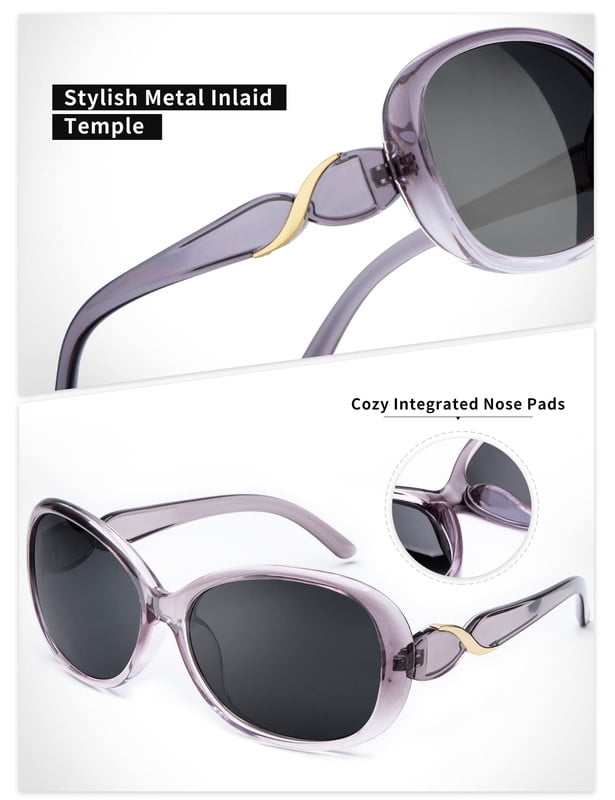 KALIYADI Oversized Sunglasses for Women, Polarized Trendy Vintage Ladies Sun Glasses with UV Protection WMKAS3702-4