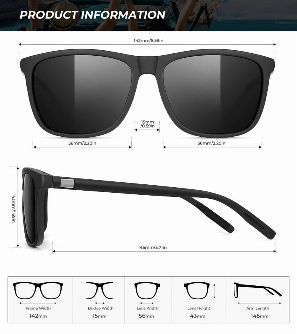 KALIYADI Sunglasses Men Sun Glasses Lightweight Classic Polarized Sunglasses for Women and Men With UV Protection WMKAS48-1-3-7