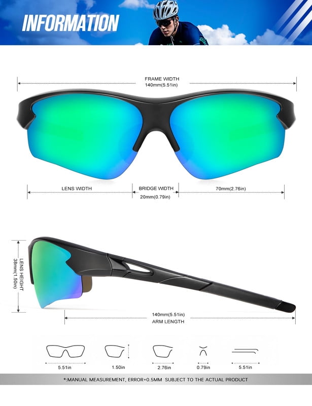 KALIYADI Sports Sunglasses for Men,Polarized Sun Glasses Baseball Softball with UV400 Protection WMKAS61-1-3-5