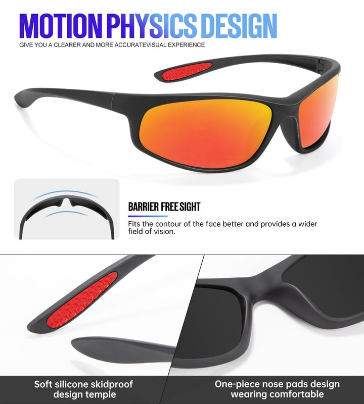 KALIYADI Polarized Sport Sunglasses Men Sun Glasses for Running Cycling Fishing with UV Protection WMKAS90-1-2-4