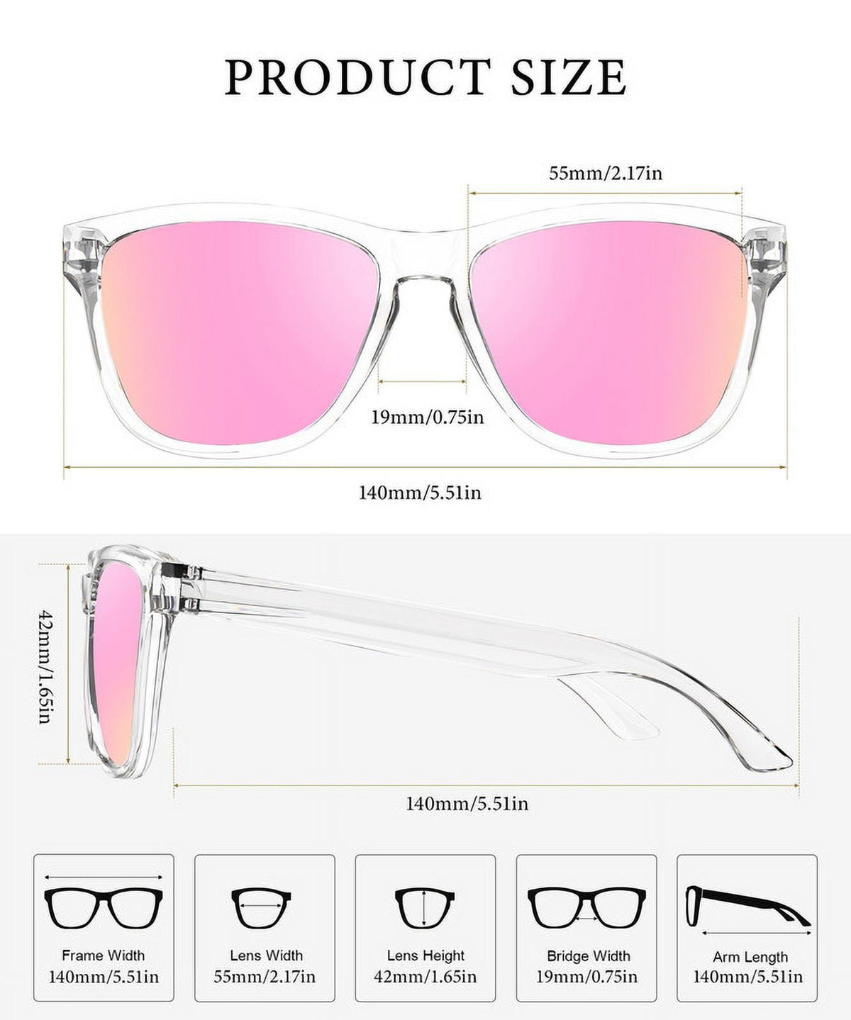 KALIYADI Polarized Sunglasses for Women Men Retro Square Sun Glasses UV Protection WMS06-16-17-23