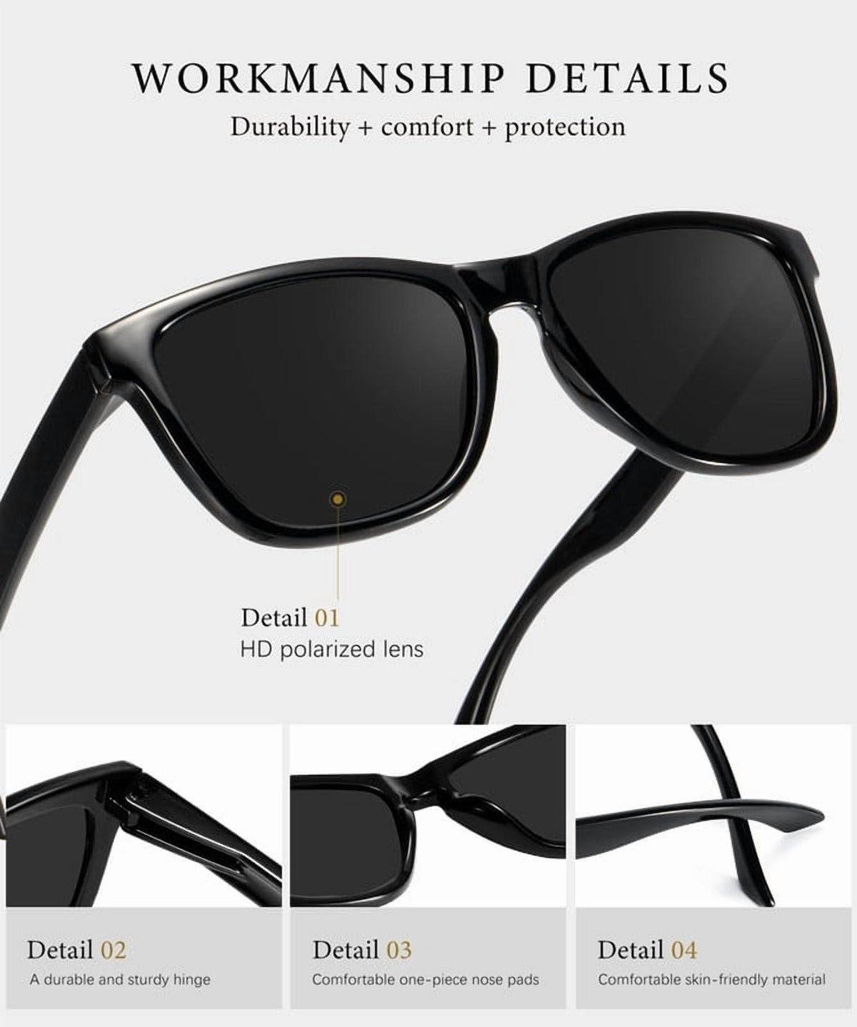 KALIYADI Polarized Sunglasses for Women Men Retro Square Sun Glasses UV Protection WMS06-1-4-7