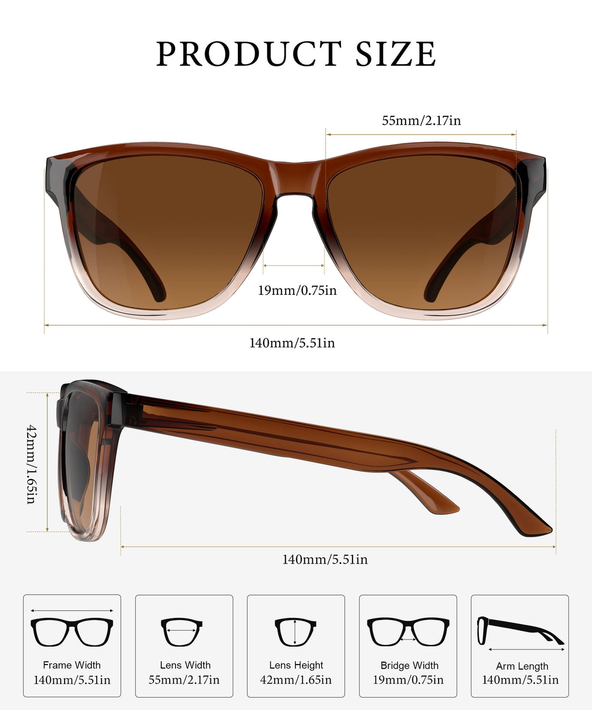 KALIYADI Polarized Sunglasses for Women Men Retro Square Sun Glasses UV Protection WMKAS06-5