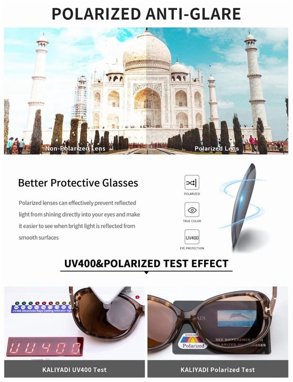 KALIYADI Women's Oversized Sunglasses Retro Polarized Sun Glasses with UV Protection for Women WMKAS3704-3
