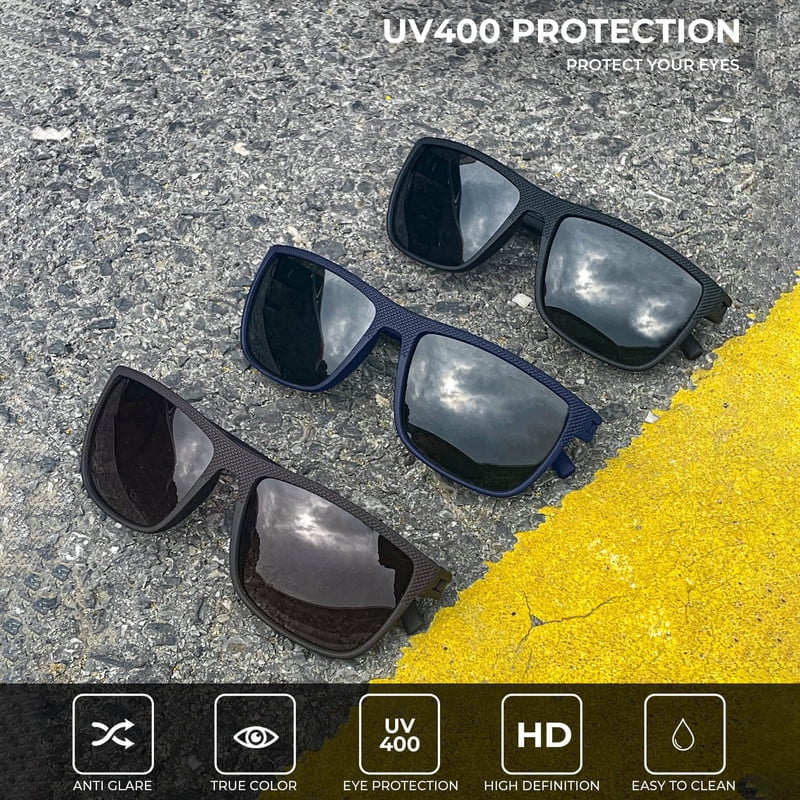 KALIYADI Polarized Sunglasses Men,Lightweight Mens Sunglasses Polarized UV Protection Driving Fishing Golf (Black/Brown/Dark Blue&Grey) WMKAS45-1-10-13