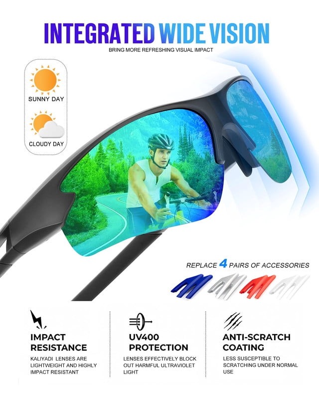 KALIYADI Sports Sunglasses for Men,Polarized Sun Glasses Baseball Softball with UV400 Protection WMKAS61-1-3-5