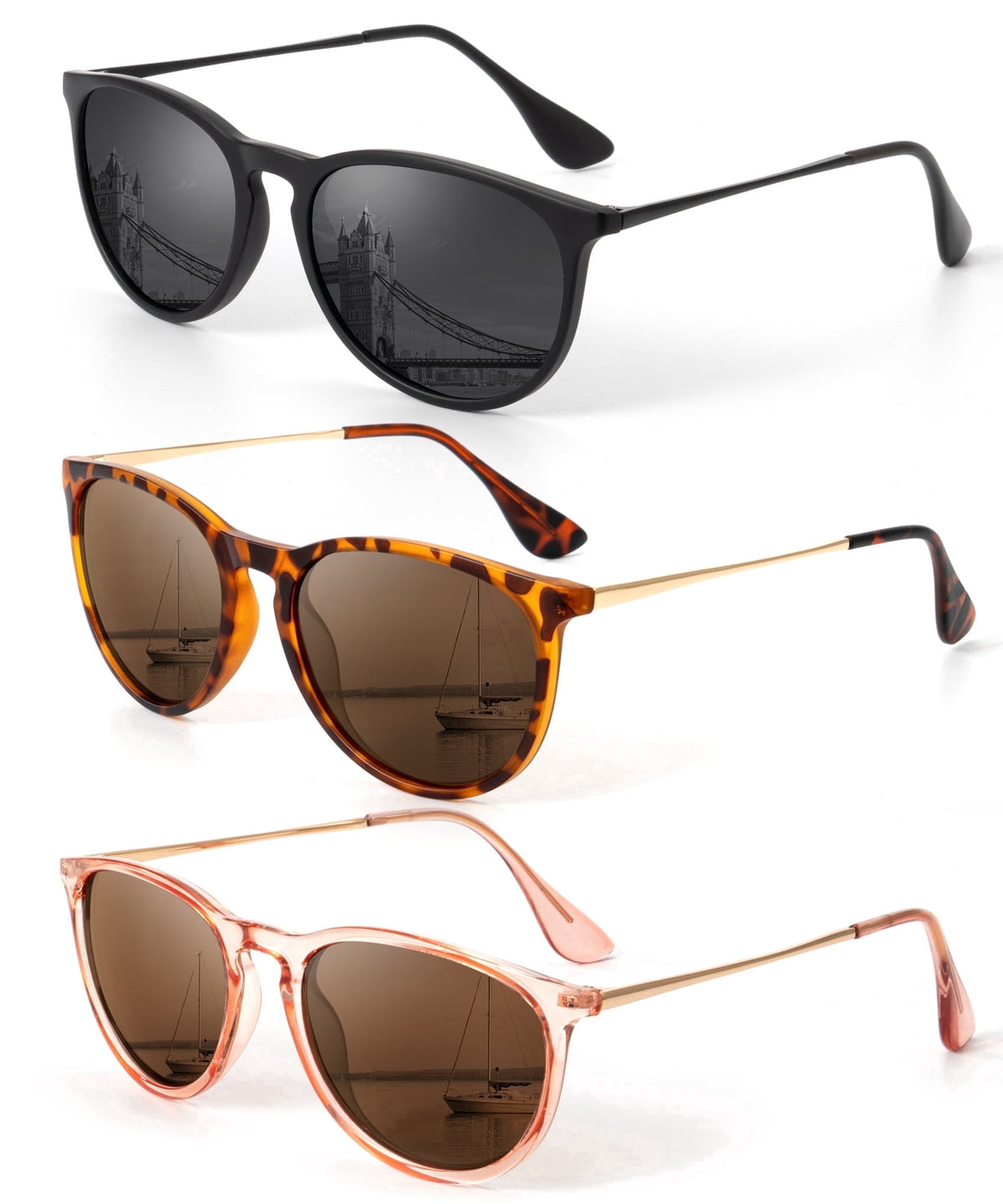 KALIYADI Cat Sunglasses Women Retro Polarized Sun Glasses with UV Protection for Women£¨3 Pack) WMKAS28-12-14-19