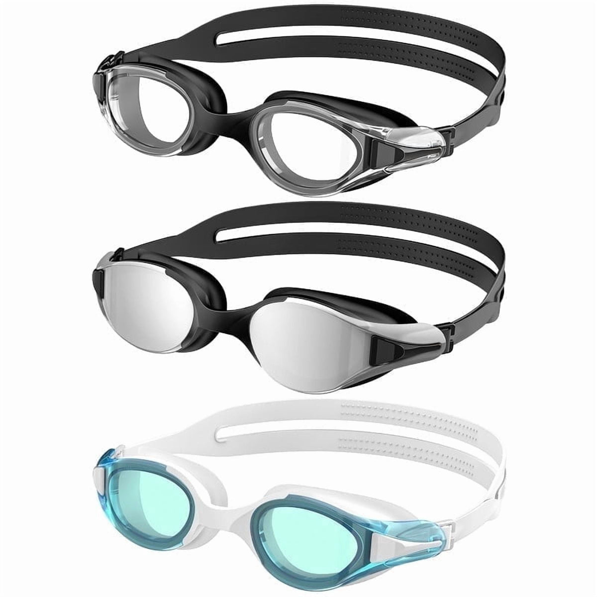 KALIYADI Swim Goggles Adult Goggles-Swimming-men and Women: Anti Fog No Leak and Ultra-wide Field of View 3 Pack WMKAY02-4-5-7