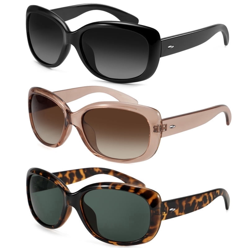 KALIYADI Women Sunglasses Polarized Sunglasses Trendy Retro Sun Glasses with UV Protection for Travel Driving 3 Pack WMKAS20-1-2-4