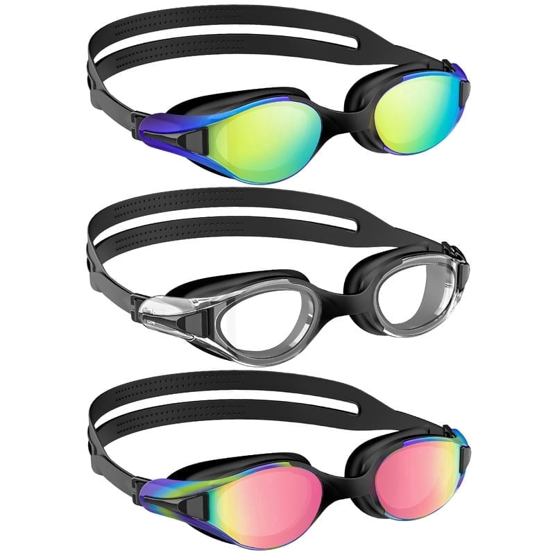 Adult Swim Goggles,3 Pack Swimming Goggles for Swimming,Goggles Swimming for Woman and Men,Anti Fog Swim Goggles WMKAY02-1-2-7