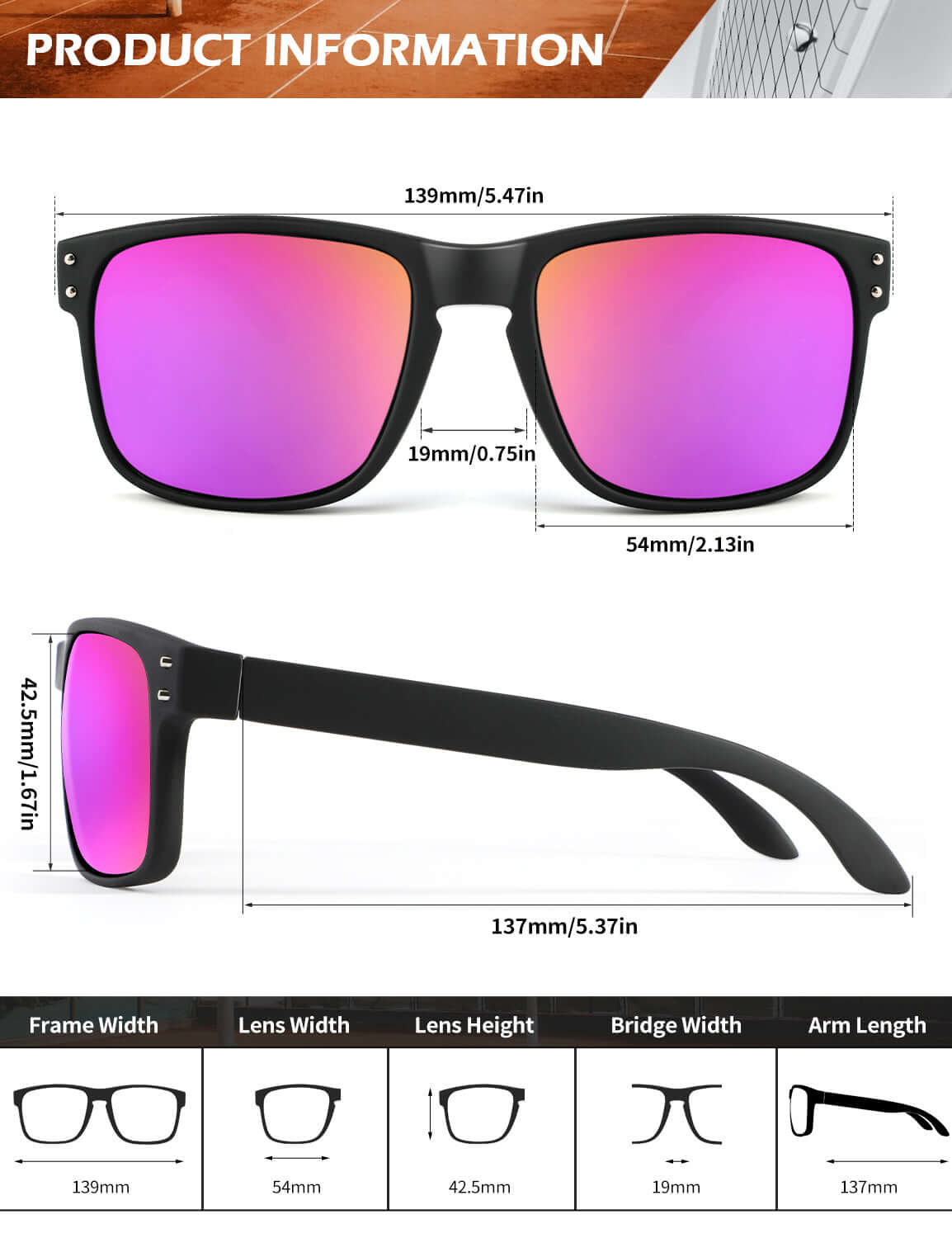 Rivets Square Sunglasses (3 Pack) S66