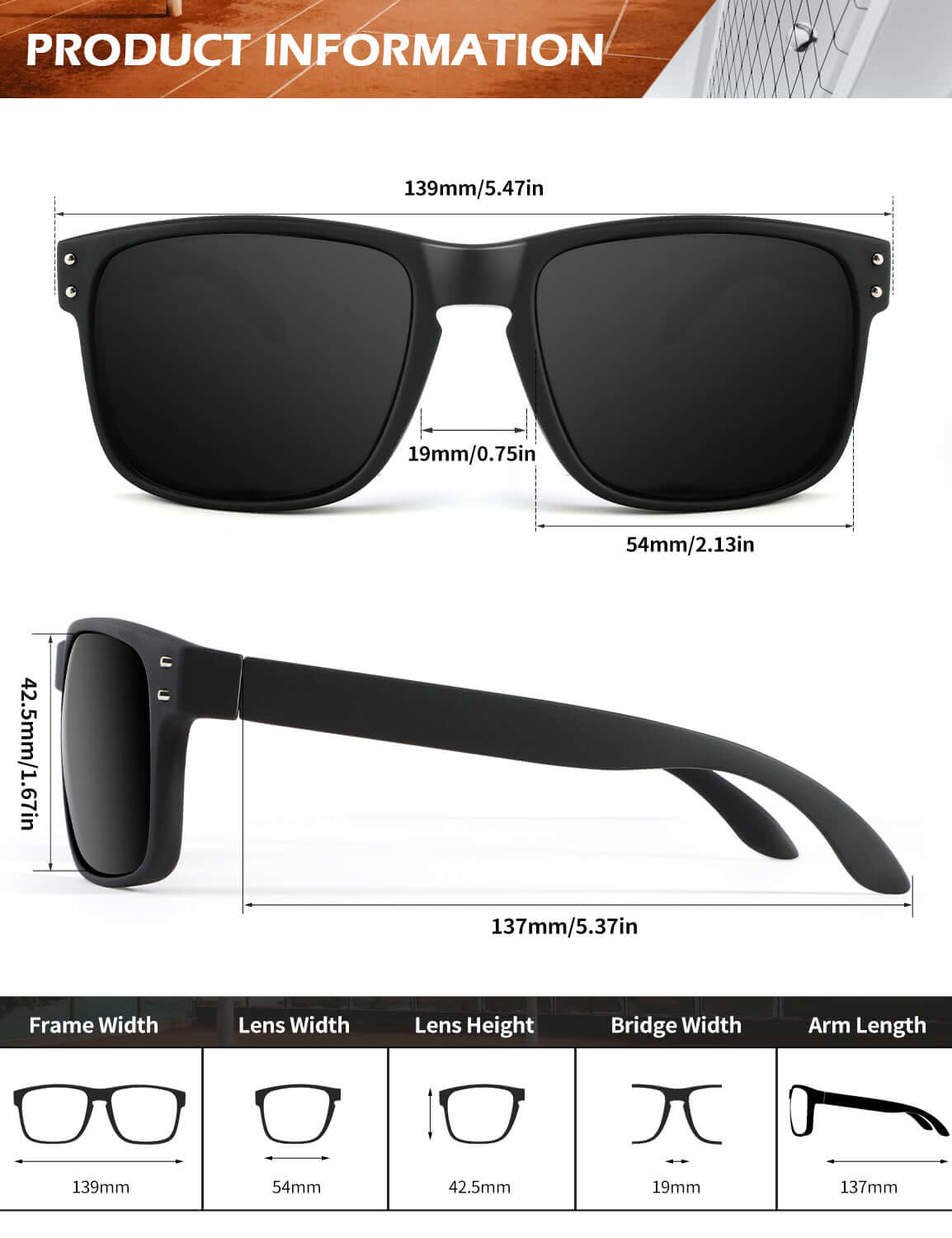 Rivets Square Sunglasses (3 Pack) S66