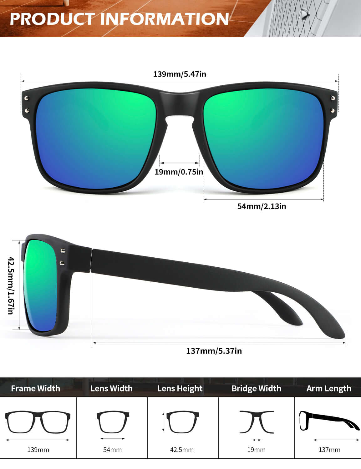 Rivets Square Sunglasses S66-2-8-10